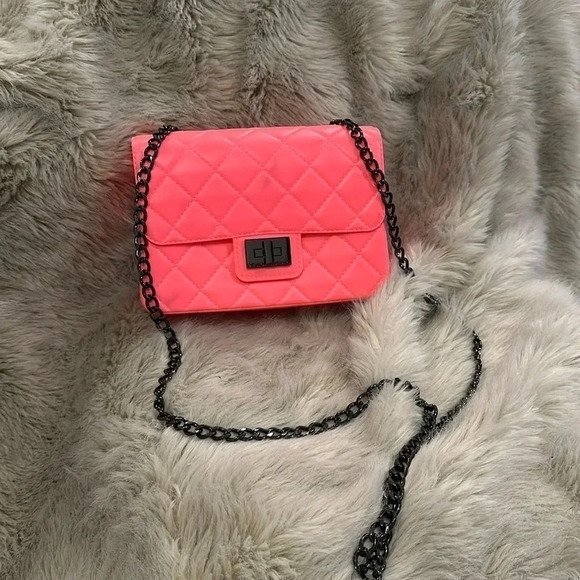 DESIGNINVERSO MILANO PVC SHOULDER BAG - ROSA FLUO COLOR - Picture 1 of 10